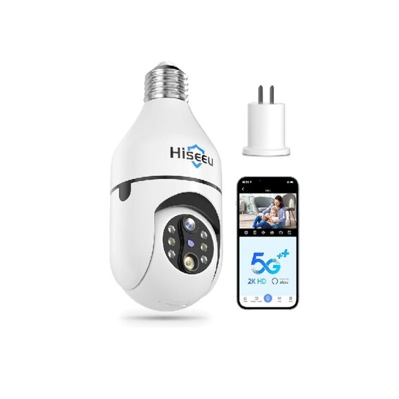 NIB Indoor/Outdoor Light bulb security camera with plug-in adapter. White. - Picture 1 of 7